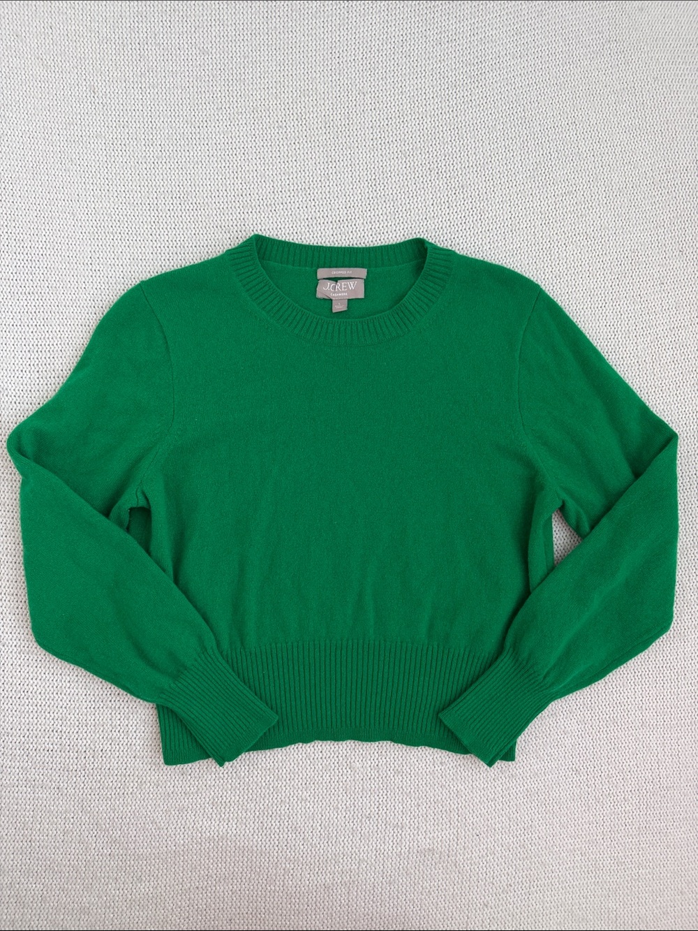 J Crew 100% Cashmere Cropped Fit Sweater Green Size Large